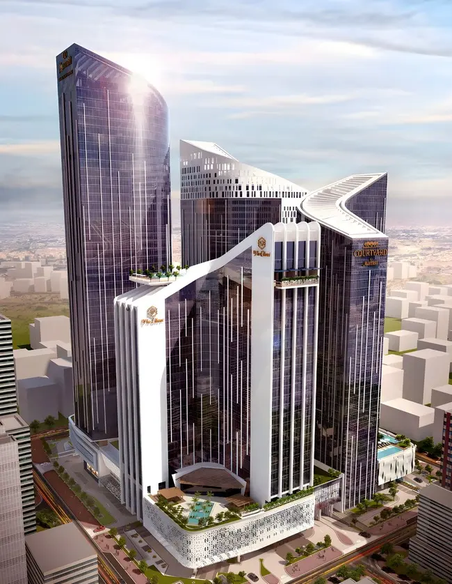 MOZOON TOWERS - Tower "A" – Hotel and Hotel Apartments (5B+G+25) – Operated by Oberoi Hotels and Resorts under Brand name "The Oberoi – Doha .
Tower "D" – Hotel Apartments (5B+G+45) – Operated by Marriott International under Brand names "Marriott Executive Apartments.
